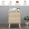 Freestanding Wooden Beside End Side Table Nightstand with 2 Deep Drawers